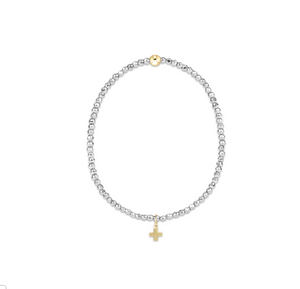Enewton Silver  Faceted Hematite 2mm Bead Bracelet - Signature Cross Gold Charm - Eden Lifestyle