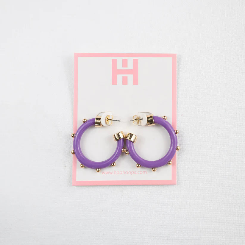 Hoo Hoops Earring Minis - Purple with Gold Balls - Eden Lifestyle