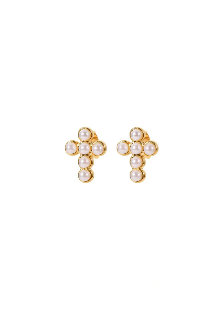 Pearl Cross Studs - Eden Lifestyle