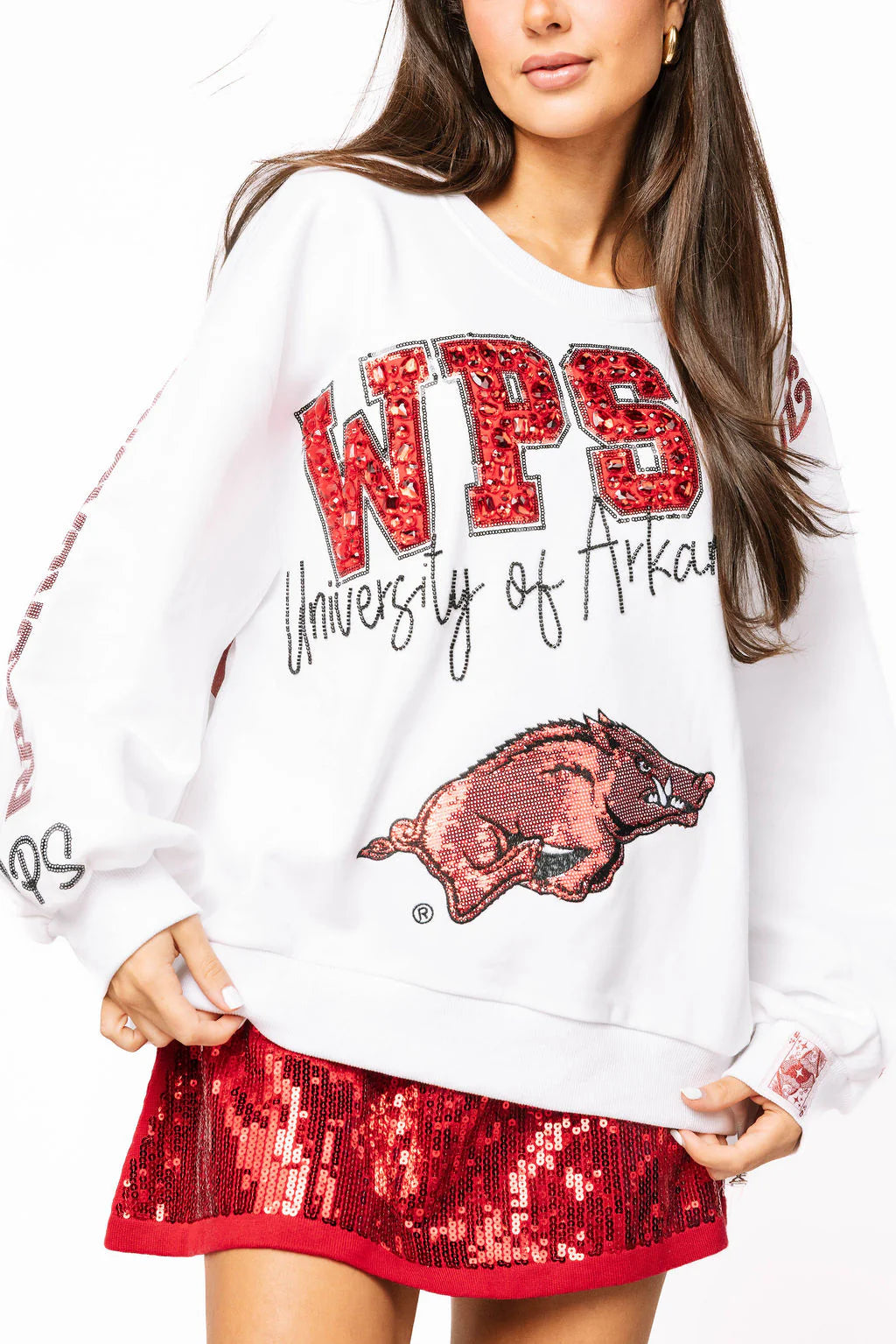 Licensed Arkansas Big Icons Scattered All Over Sweatshirt - Eden Lifestyle