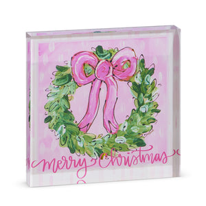 Merry Christmas Wreather Block Sign - Eden Lifestyle