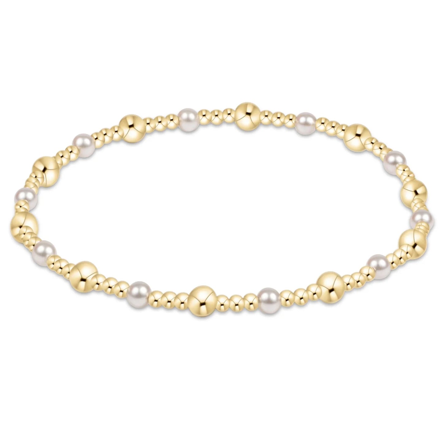 Enewton Classic Gold Sincerity Pattern 4mm Bead Bracelet - Pearl - Eden Lifestyle