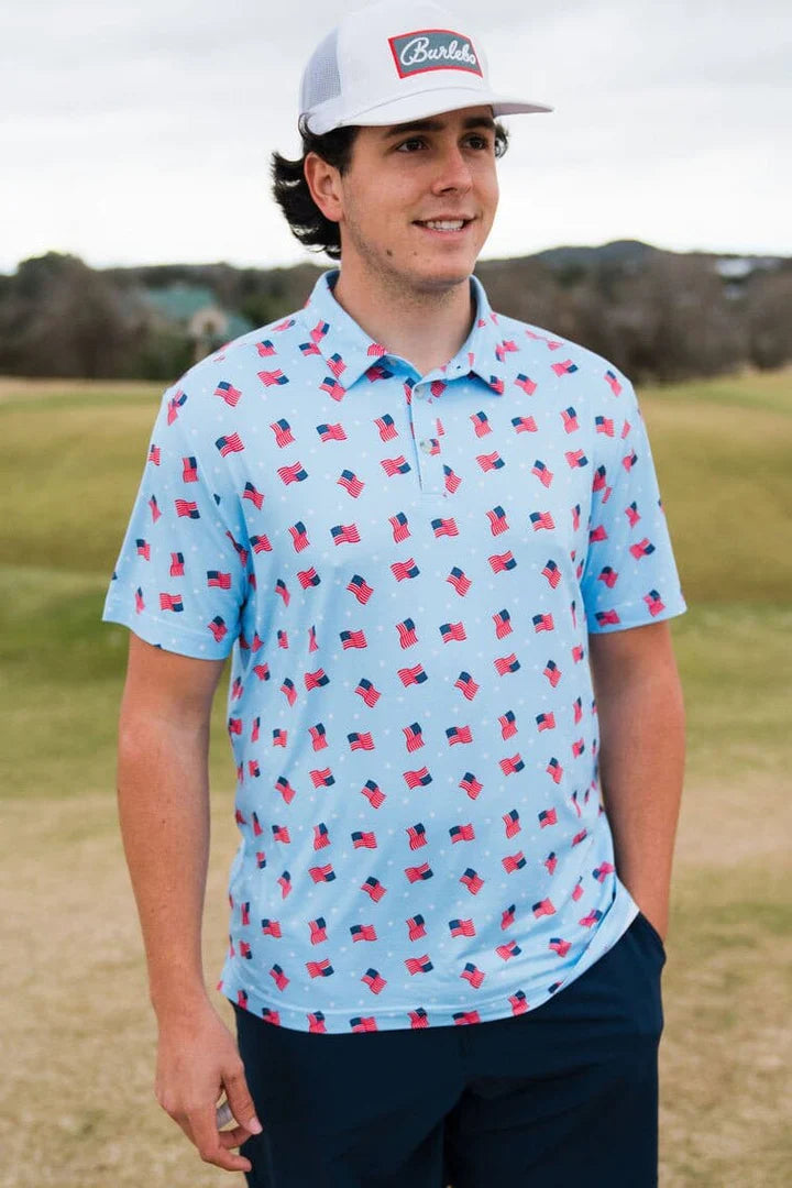 Performance Polo - Waving USA Flag - Eden Lifestyle