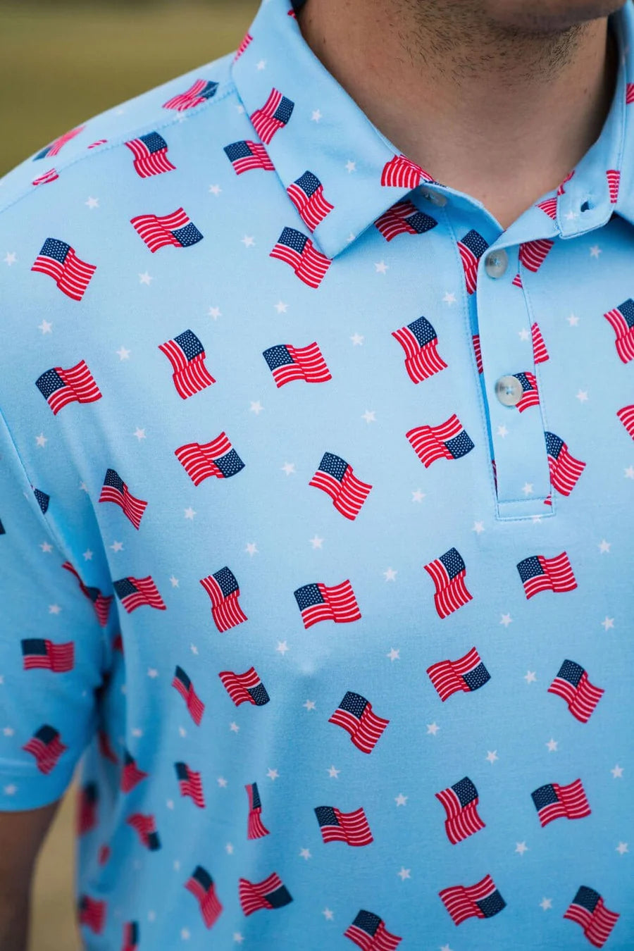 Performance Polo - Waving USA Flag - Eden Lifestyle