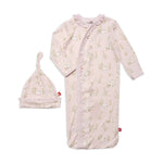 Magnetic Me by Magnificent Baby Pink Hoppily Ever After Modal Magnetic Cozy Sleeper Gown + Hat Set - Eden Lifestyle