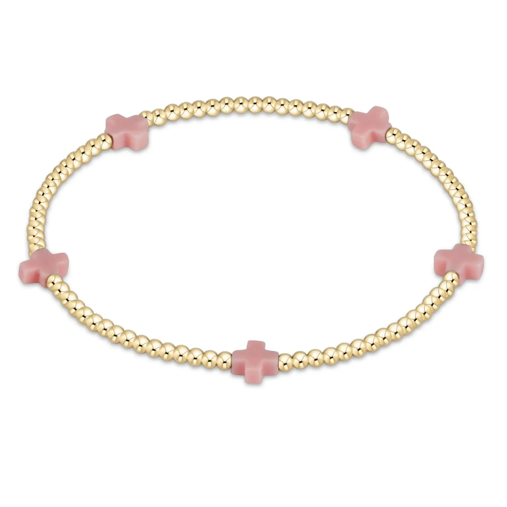 ENewton egirl Signature Cross Small Gold Pattern 2mm Bead Bracelet - Eden Lifestyle