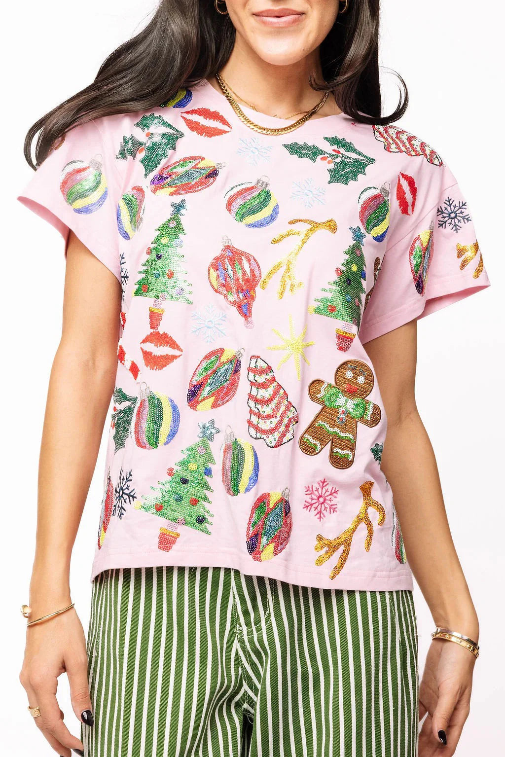 Light Pink Christmas Icons Tee - Eden Lifestyle