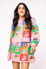 Rainbow Colorblock Piece of Pie Button Up Sweater - Eden Lifestyle