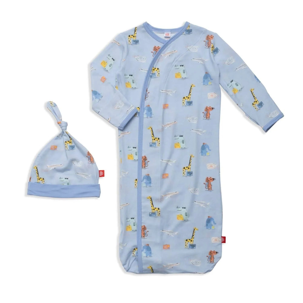 Magnetic Me by Magnificent Baby Ready Jet Go Modal Magnetic Cozy Sleeper Gown and Hat Set - Eden Lifestyle
