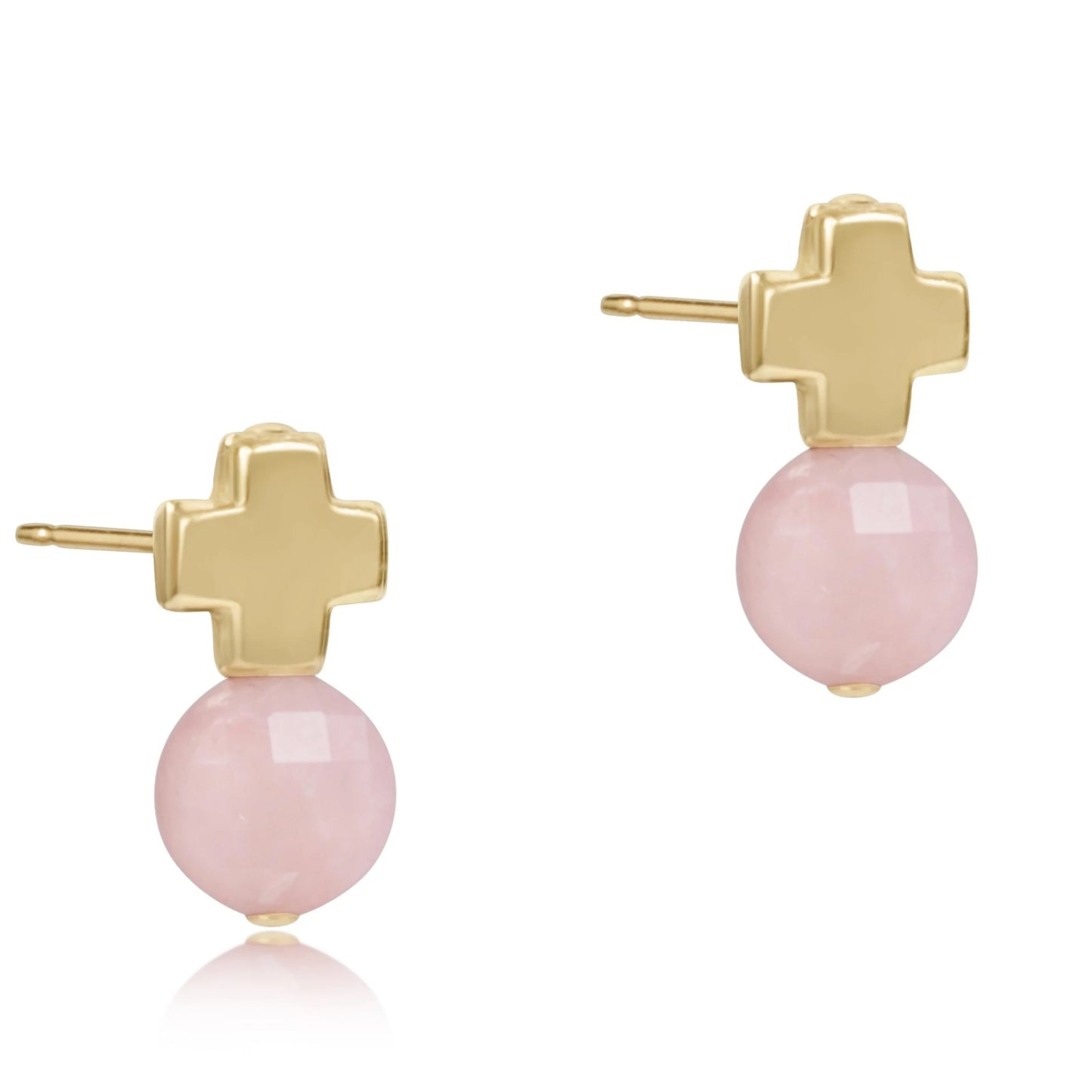 Enewton Signature Cross Gold Stud - Pink Opal - Eden Lifestyle