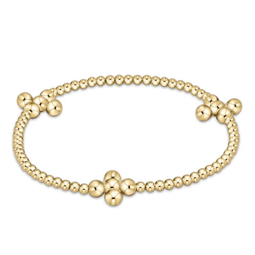 Enewton Signature Cross Gold Pattern 2.5mm Bead Bracelet - Classic Beaded Signature Cross Gold - 4mm Bead Gold - Eden Lifestyle