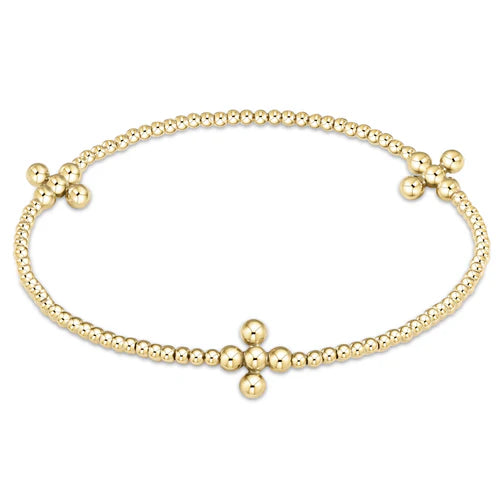 Enewton Signature Cross Gold Pattern 2mm Bead Bracelet - Classic Beaded Signature Cross Gold - 3mm bead gold - Eden Lifestyle