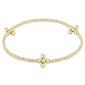 Enewton Signature Cross Gold Pattern 2mm Bead Bracelet - Classic Beaded Signature Cross Gold - 3mm bead gold - Eden Lifestyle
