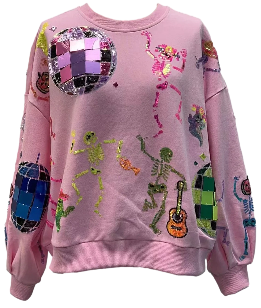 Pink Skeleton Disco Party Sweatshirt - Eden Lifestyle