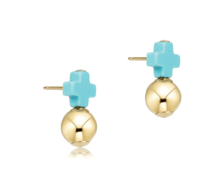 Enewton Signature Cross Turquoise Stud Gold - Eden Lifestyle