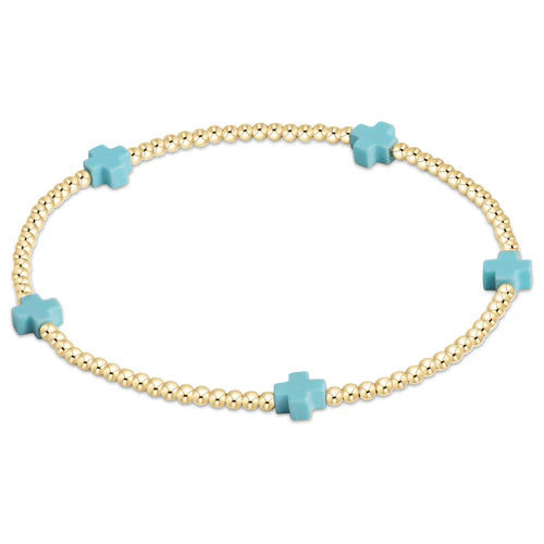 ENewton egirl Signature Cross Small Gold Pattern 2mm Bead Bracelet - Eden Lifestyle