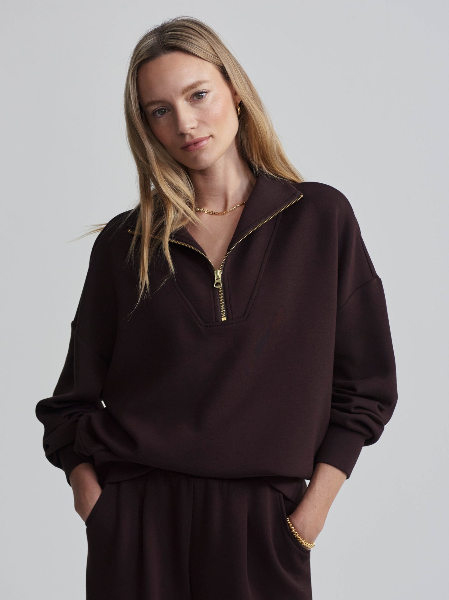 Varley Hawley Half Zip Sweat Coffee Bean - Eden Lifestyle