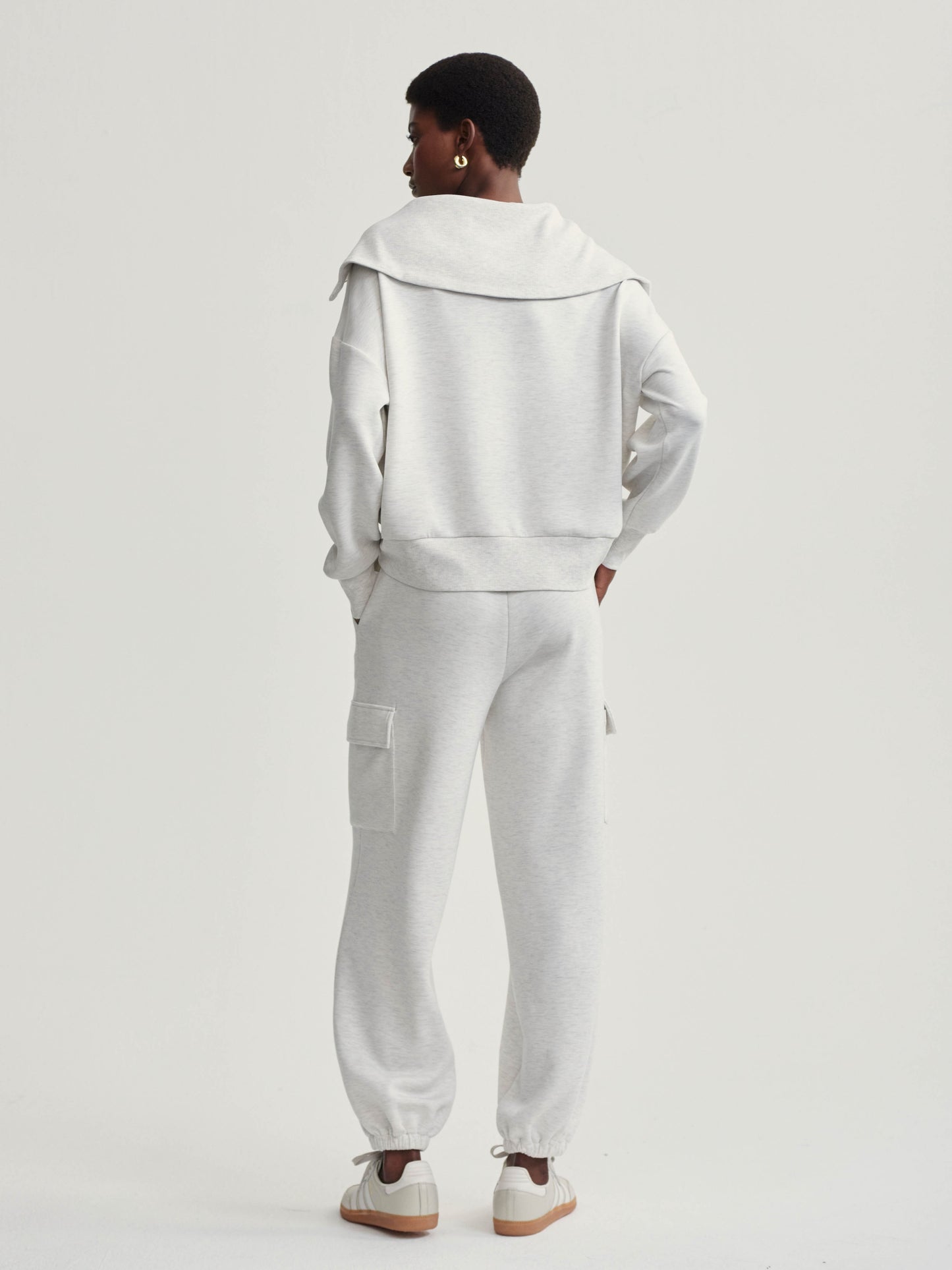 Varley Catherine Half Zip Sweat Ivory Marl - Eden Lifestyle