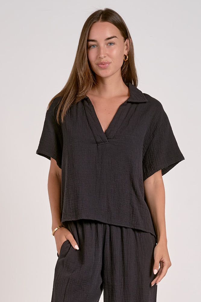 Black Linen Top