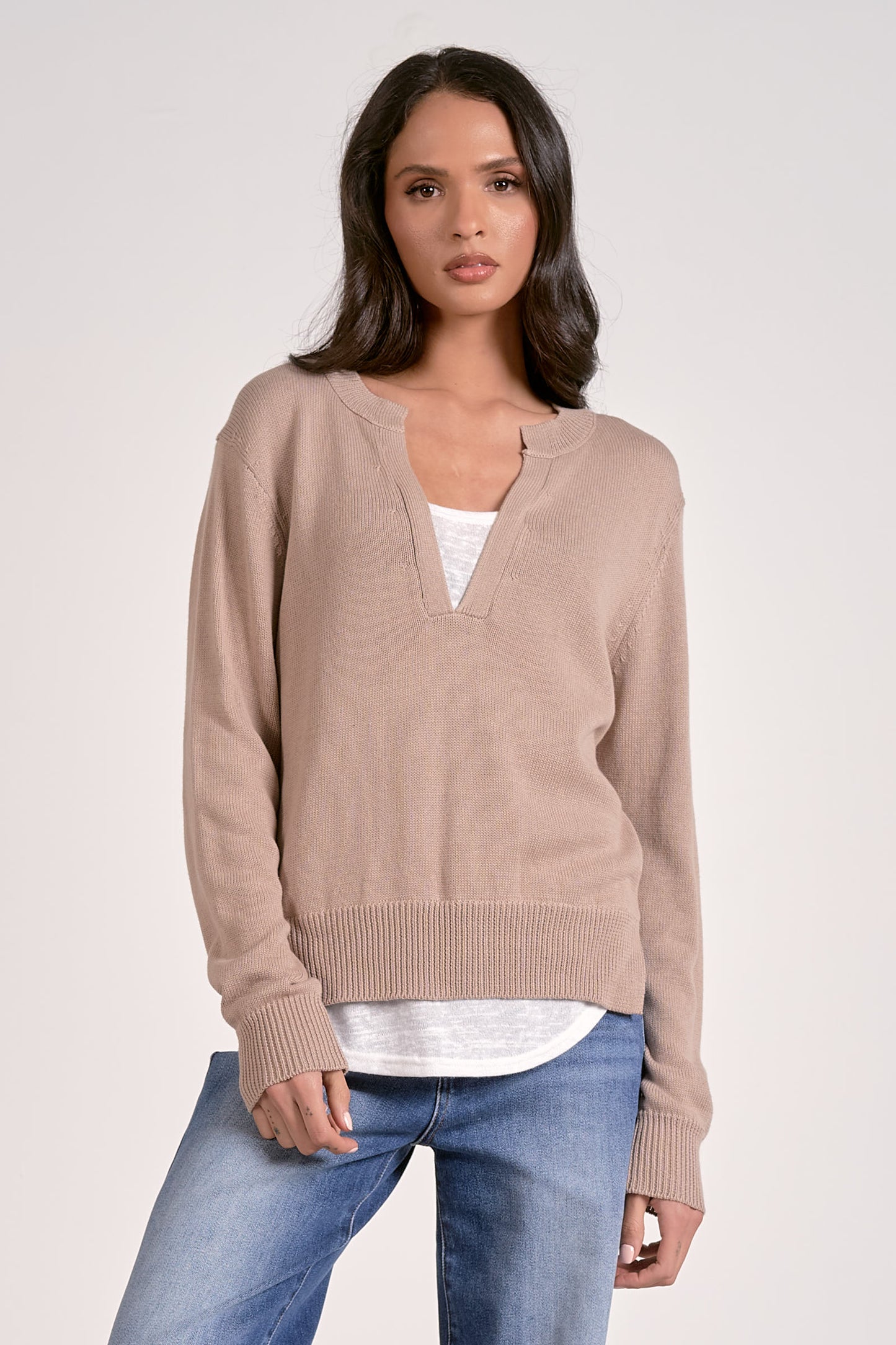 Oatmeal Layered Sweater - Eden Lifestyle