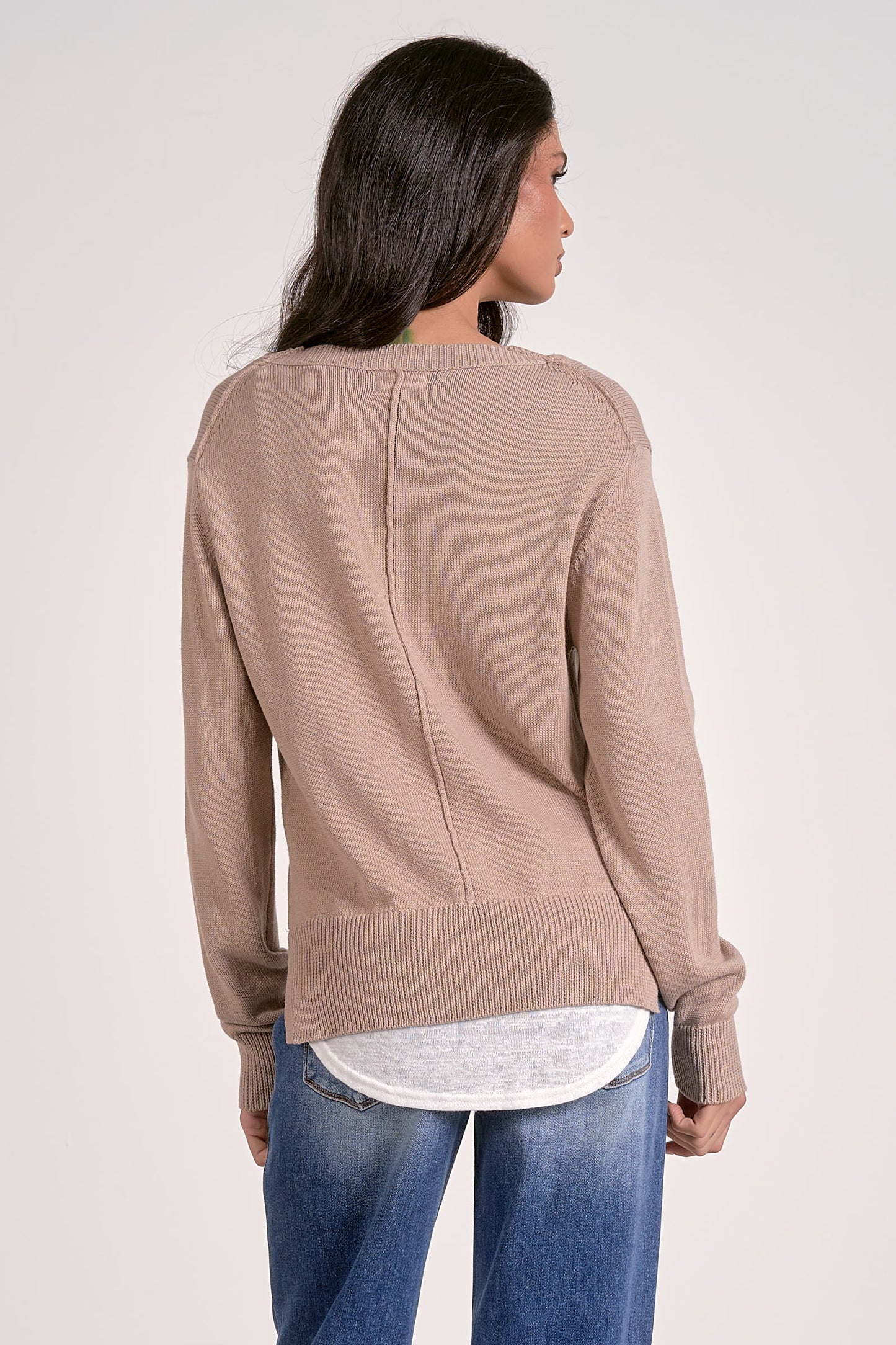 Oatmeal Layered Sweater - Eden Lifestyle