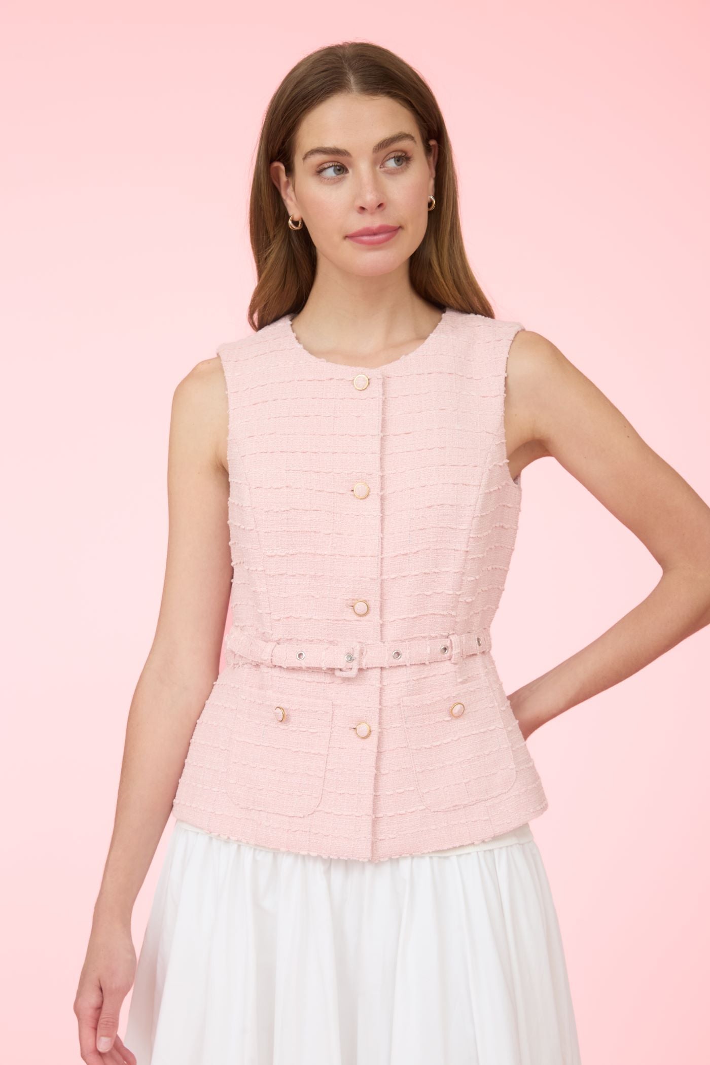 Tweed Vest with Belt - Eden Lifestyle