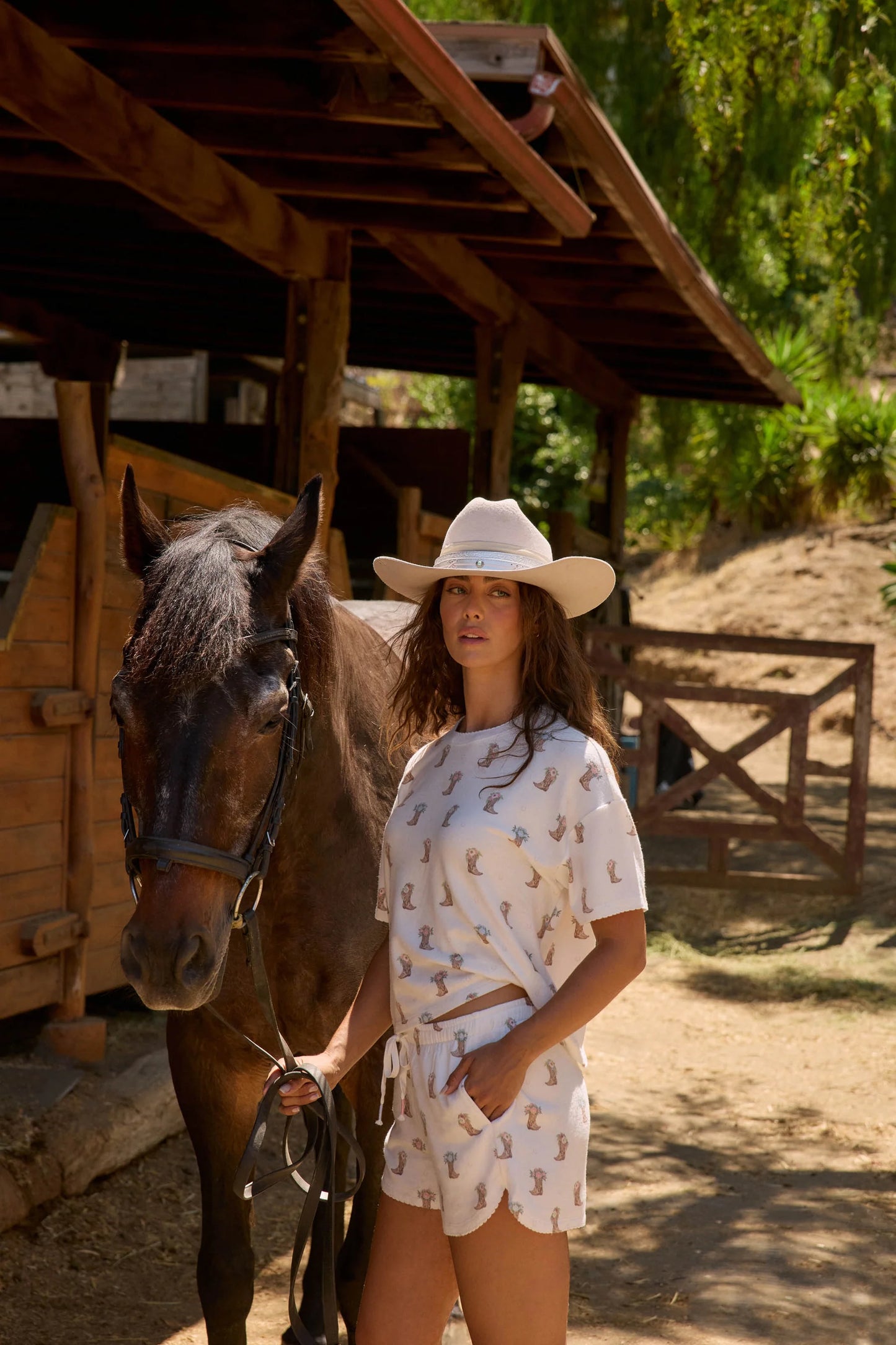 Western Bloom Short Sleeve Tee and Short Set - Eden Lifestyle