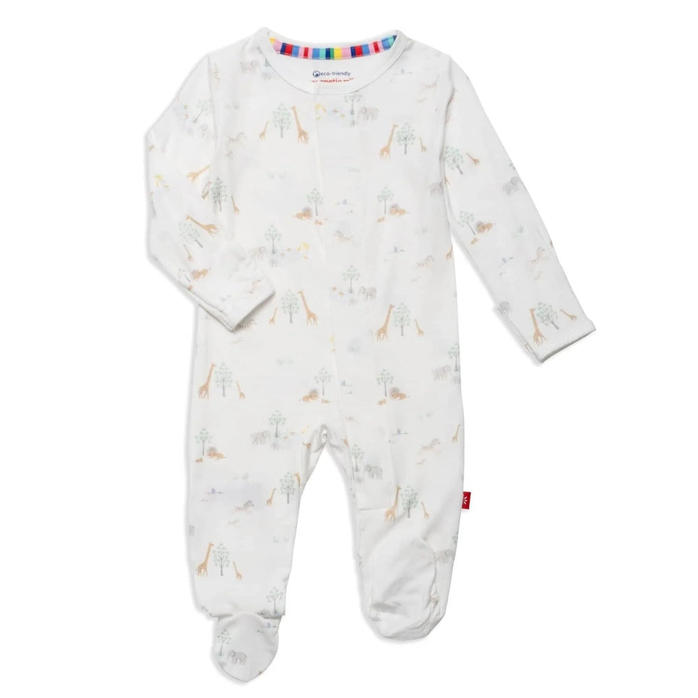 Magnetic Me by Magnificent Baby White Serene Safari Modal Magnetic Parent Favorite Footie - Eden Lifestyle
