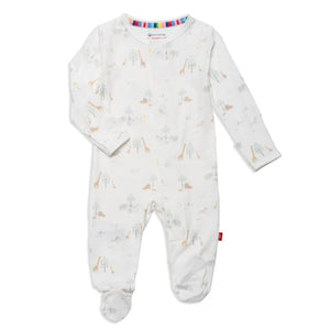Magnetic Me by Magnificent Baby White Serene Safari Modal Magnetic Parent Favorite Footie - Eden Lifestyle