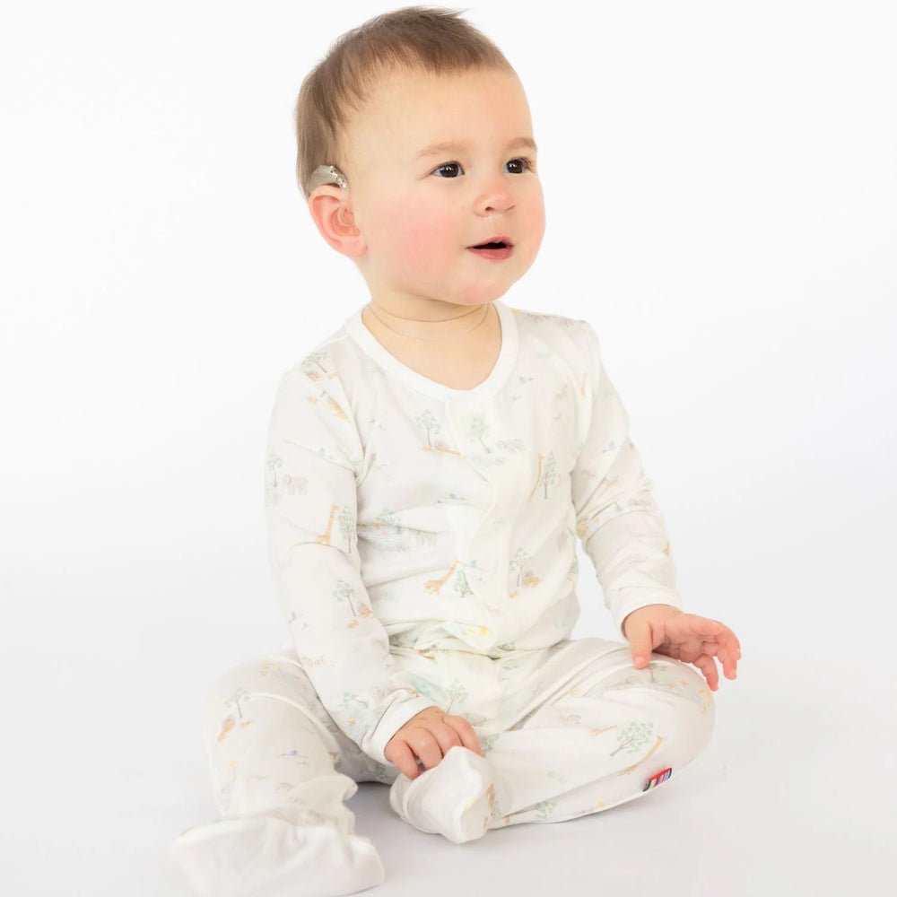 Magnetic Me by Magnificent Baby White Serene Safari Modal Magnetic Parent Favorite Footie - Eden Lifestyle