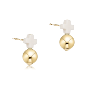 Enewton Signature Cross Small Off-White Stud - Classic Gold - Eden Lifestyle