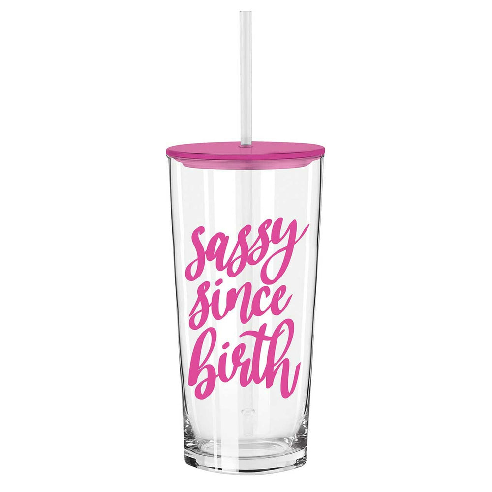 Glass Tumbler with Straw - Sassy Since Birth - Eden Lifestyle