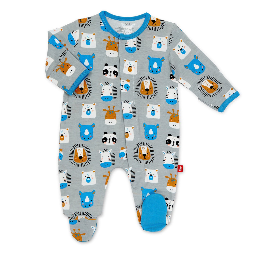 Magnificent Baby, Baby Boy Apparel - One-Pieces,  Magnetic Me Animal House Modal Magnetic Footie