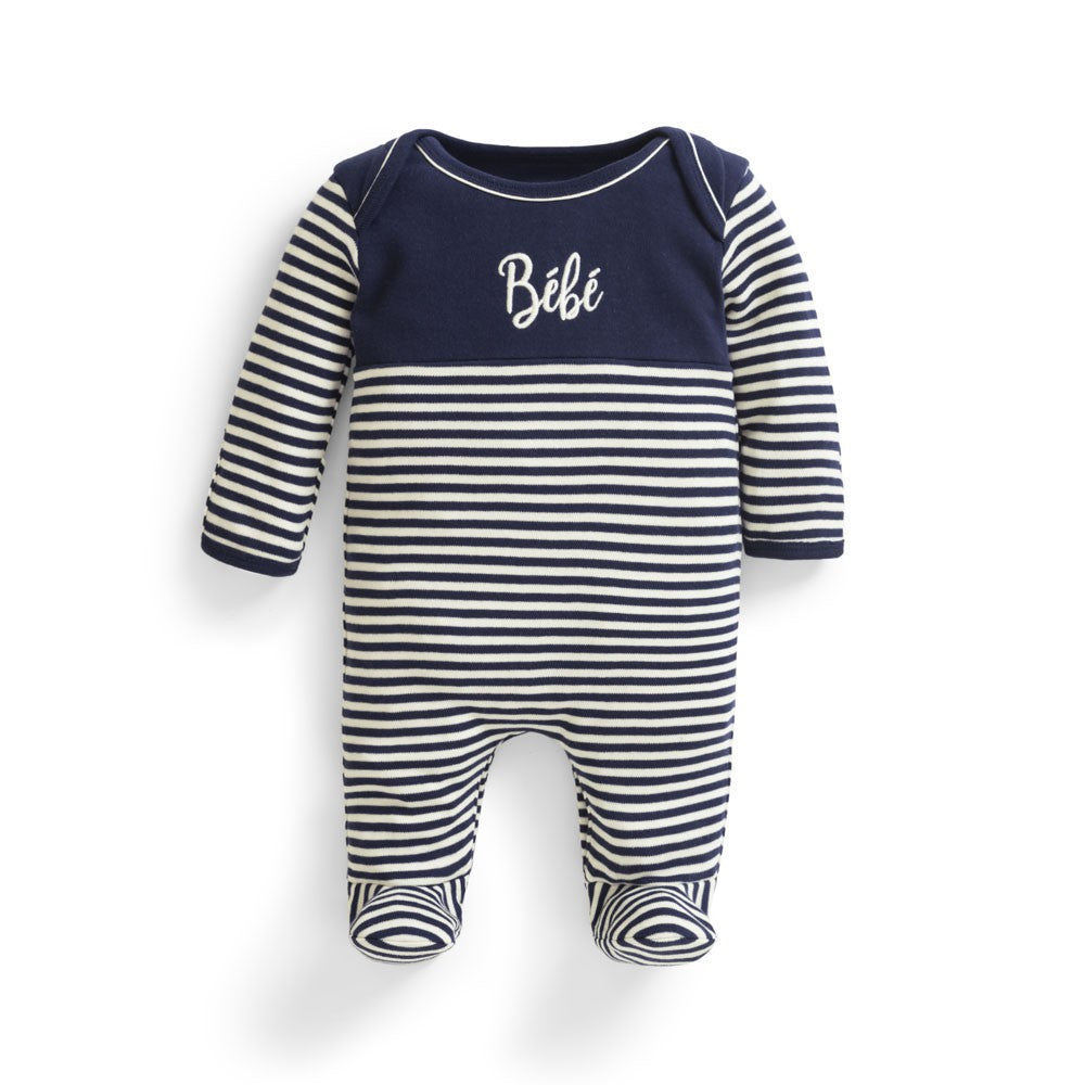 Jojo Maman Bebe, Baby Boy Apparel - One-Pieces,  Breton Bebe Footie