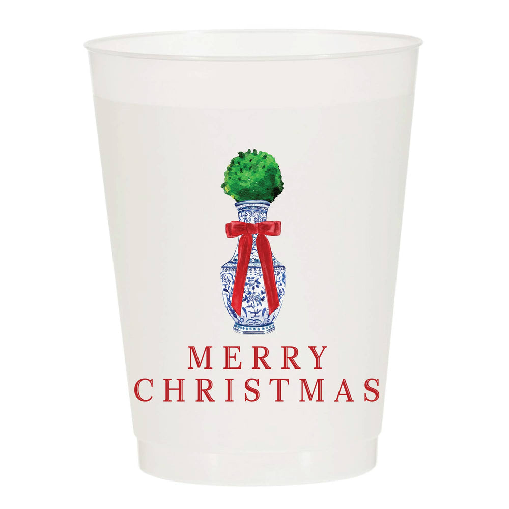 Ginger Jar Watercolor Reusable Christmas Cups - Set of 10 - Eden Lifestyle
