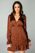 ALICIA V-NECK DRESS - CINNAMON - Eden Lifestyle