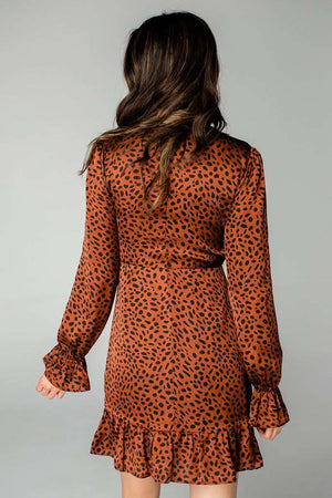 ALICIA V-NECK DRESS - CINNAMON - Eden Lifestyle