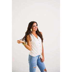 Eden Lifestyle, Women - Shirts & Tops,  Ivory Knot Tank