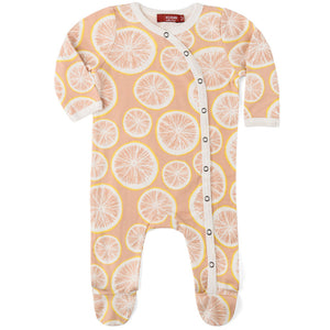 Milkbarn, Baby Girl Apparel - One-Pieces,  Grapefruit Footed Romper