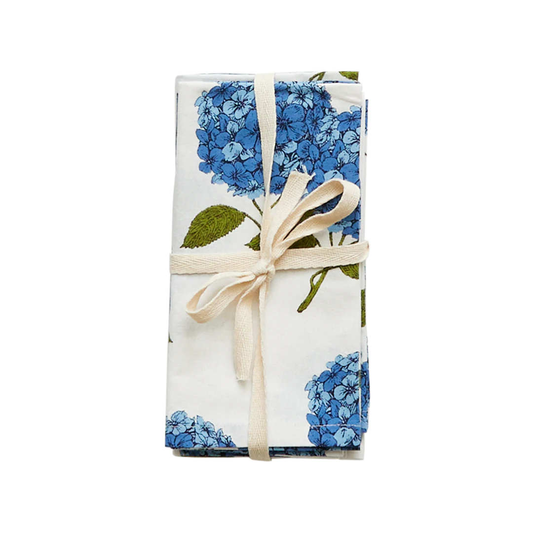 4-Pack Napkin Set - Blue Hydrangeas - Eden Lifestyle