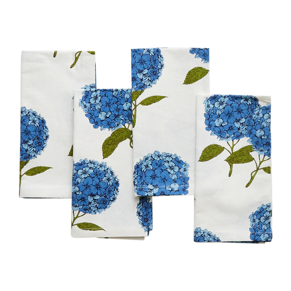 4-Pack Napkin Set - Blue Hydrangeas - Eden Lifestyle