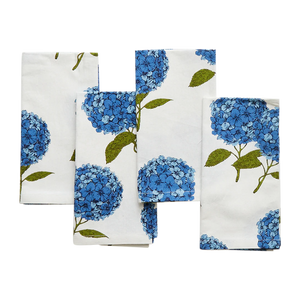 4-Pack Napkin Set - Blue Hydrangeas - Eden Lifestyle