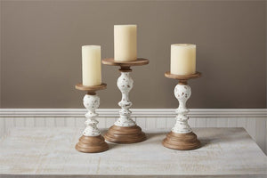 Mud Pie Two Tone Rustic Candle Sticks - Eden Lifestyle