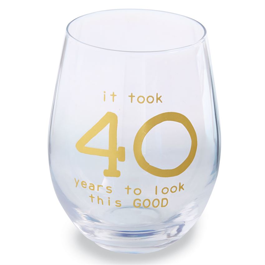 Mud Pie, Home - Drinkware,  40 Years Boxed Wine Glass Gift