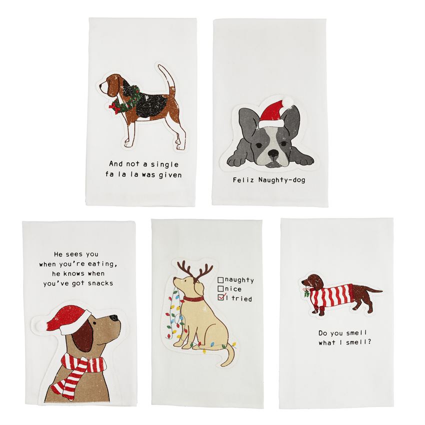 Mud Pie Christmas Dog Appliqued Towels - Eden Lifestyle