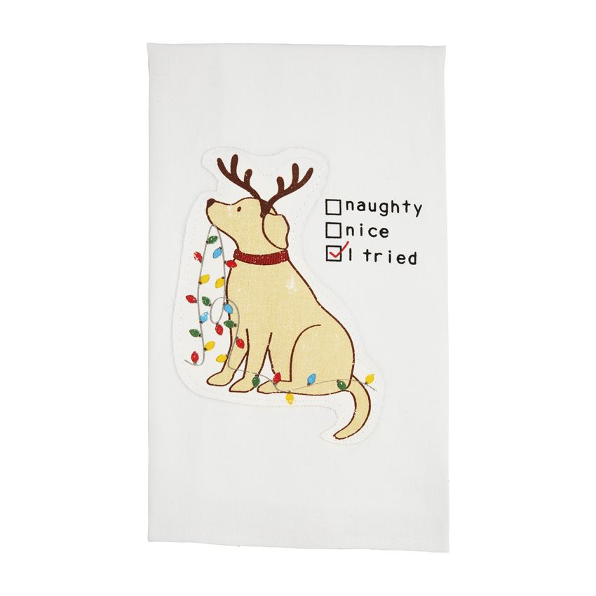 Mud Pie Christmas Dog Appliqued Towels - Eden Lifestyle