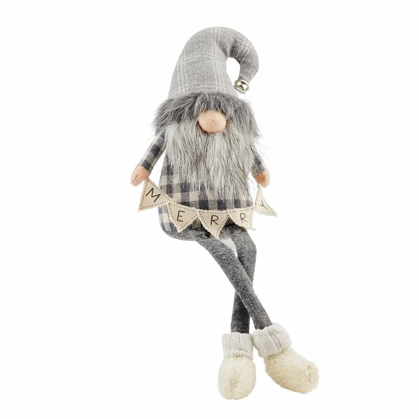 Mud Pie Gray Deluxe Dangle Leg Gnome - Eden Lifestyle