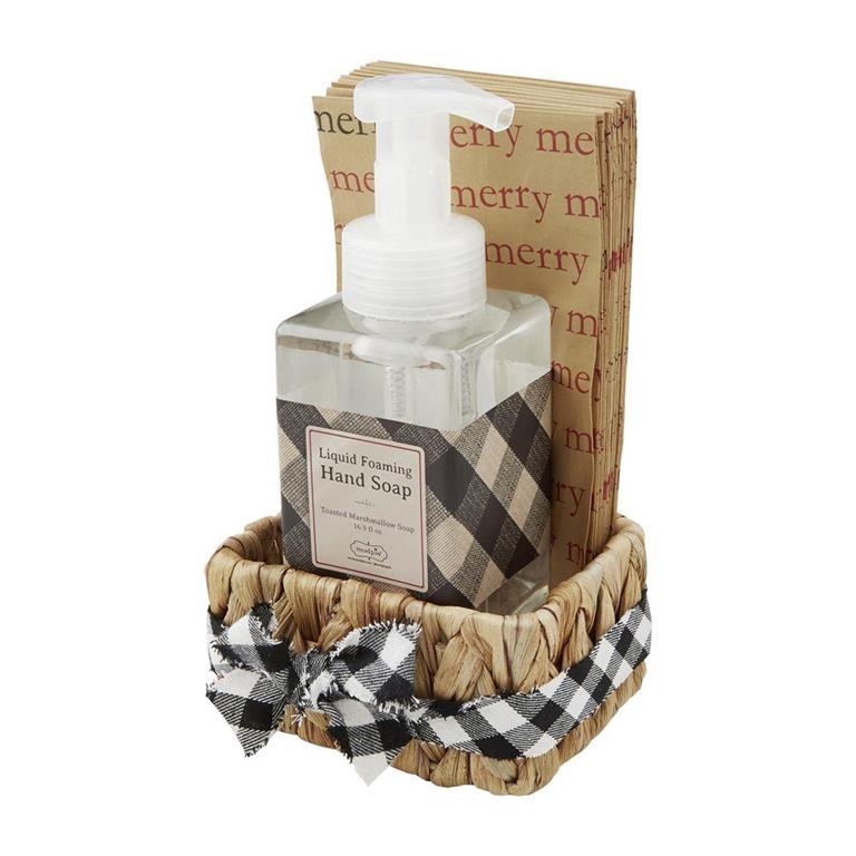 Creme Check Soap and Guest Towel Basket Set - Eden Lifestyle