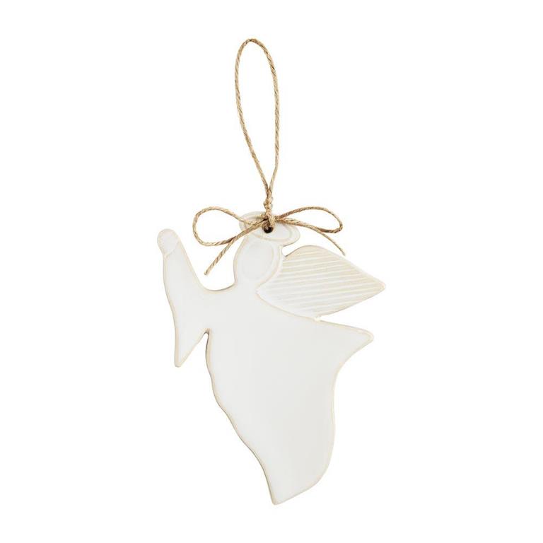 Angel White Glazed Ornament - Eden Lifestyle