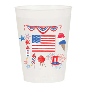 4th Of July Red White And Blue Watercolor - Cups Set of 10 - Eden Lifestyle